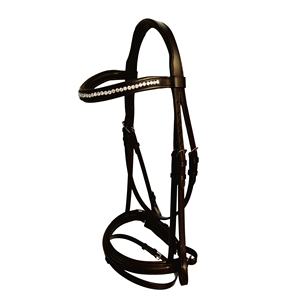 บังเหียนหนังม้าสีน้ำตาลสำหรับขี่ม้าพร้อมเข็มขัดหนังสีน้ำตาลประดับคริสตัล - Product Image 4