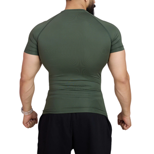 Men's Active Performance Knitted Polyester/Cotton T-<b>Shirt</b> High Resolution Gym Training Quick Dry <b>Moisture</b> <b>Wicking</b> Athletic Tee - Product Image 4