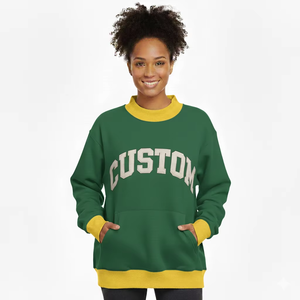 Sweat-shirt surdimensionné personnalisé pour femme en polyester/coton, col montant, épais, collection 2026 - Product Image 1