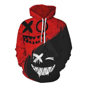 Sweat à capuche asymétrique imprimé pour femme Vithas Industry, motif tête de mort, manches longues, tricoté, respirant, 100 % polyester, printemps - Product Image 2
