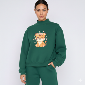 Sweat-shirt à col montant pour femme, intérieur en polaire confortable, coupe décontractée, haut décontracté d'hiver, offre OEM - Product Image 1