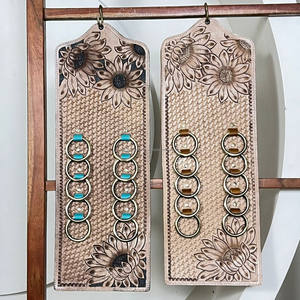 New Decorative Designer Hand Tooled Leather Scarf Rag Holder Multi Ring Hanging Organizer for Closet <b>Wardrobe</b> Space Saving Use - Product Image 6