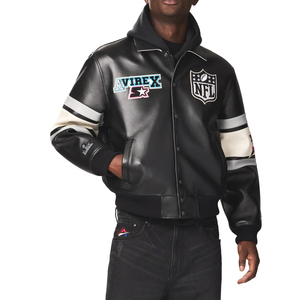 New Fashion Custom Logo Print Men <b>Leather</b> Avirex Jackets <b>Top</b> Quality Embroidery Street Wear <b>Leather</b> Jacket For Men's - Product Image 1