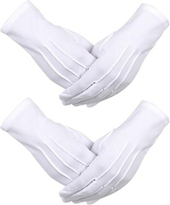 2 Pares de Guantes Blancos de Algodón para Hombre, Guantes Formales para Desfiles, Uniformes, Guardias, Esmoquin, Cosplay, Inspección de Joyería - Product Image 1