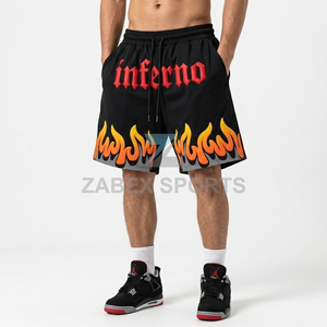 Premium 100% Polyester Sublimation Flame Print Mesh Casual <b>Lightweight</b> Performance Basketball Streetwear Fashion <b>Shorts</b> <b>Men</b> - Product Image 4