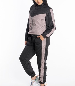 Conjunto Deportivo Casual para Mujer, Chaqueta Cortavientos de 2 Piezas con Cierre y Pantalones con Cintura Elástica, Impermeable, Poliéster/Nailon - Product Image 1