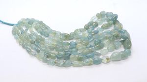 Perles de pierres précieuses en aigue-marine naturelle, forme pépites lisses, perles d'aigue-marine naturelle en pépites simples, 17 pouces, forme roulée - Product Image 5