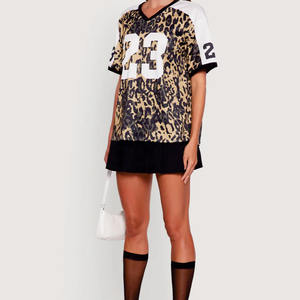 Maillot de football américain unisexe tendance 2026 à imprimé léopard, manches courtes, respirant, en maille, pour entraînement, fabricant OEM USA - Product Image 3