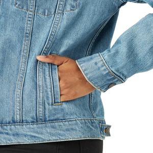 Chaqueta de traje vaquera de retazos de manga larga informal para mujer, venta al por mayor, chaqueta vaquera azul con diseño desgastado, Material de relleno de algodón - Product Image 6