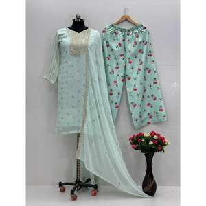 Hermoso Conjunto de Fiesta PD-Aarohi con Top, Pantalón y Dupatta Elegante, Talla XL - Product Image 1