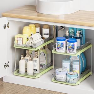 Organizzatore a 2 Livelli Multiuso per Bagno e Cucina, Armadietto Estraibile per Medicinali, Organizzatori Impilabili per Dispensa per un'Organizzazione Ottimale - Product Image 4