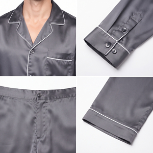 Wholesale <b>Men</b> Satin Loungewear Button-Down Shirt & Wide Leg Nightwear Pants <b>Men's</b> Silk Satin <b>Pajama</b> <b>Set</b> Loose Fit Sleepwear Suit - Product Image 6