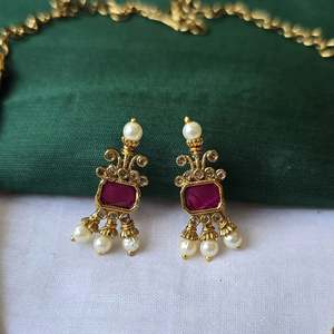 Trendy Zircon Choker Necklace Earring <b>Set</b> for <b>Women</b> Gold Plated Handmade Wedding <b>Gift</b> with Oxidized Polish Finish Casual Style - Product Image 2