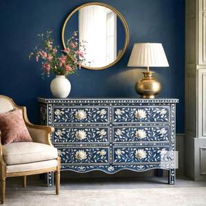 Natural Bone Inlay Patterns Floral Bone Inlay Design Quality Wood Dresser Eclectic <b>Storage</b> Cabinet High-<b>end</b> Bone Inlay - Product Image 3