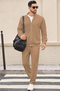 Ensemble de survêtement décontracté 2 pièces pour homme, style hip-hop brodé, avec fermeture éclair intégrale, pour le jogging et le sport, 100 % coton, séchage rapide - Product Image 4