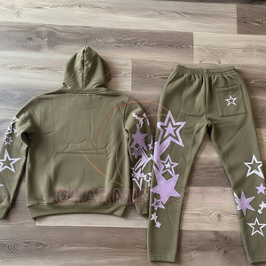 Custom logo Men Women Fleece <b>Tracksuit</b> Sweatsuit Unisex <b>Plain</b> Sports 100% Cotton Jogger Sweat Suit Sweatpants Hoodie Set - Product Image 2