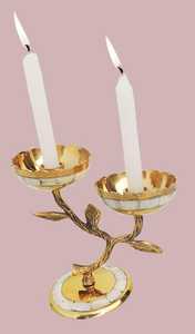 Support de bougie en forme d'arbre doré avec un design floral et des accents de feuilles pour la décoration de la maison - Product Image 2