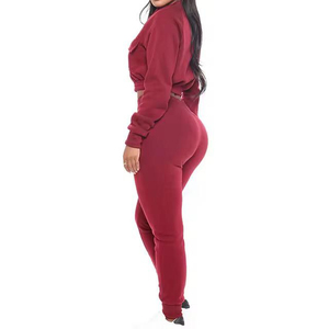 Unisex Sporty Solid Short Fleece Two-Piece Shorts <b>Set</b> Hooded Crop Jacket Pockets <b>Matching</b> <b>Joggers</b> Eco-Friendly Casual Winter - Product Image 3