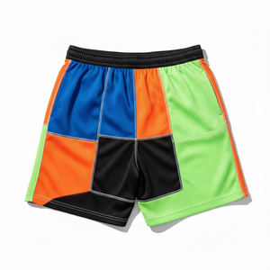 Shorts de sport en maille patchwork premium - Respirants, style streetwear athlétique, faible MOQ - Product Image 2