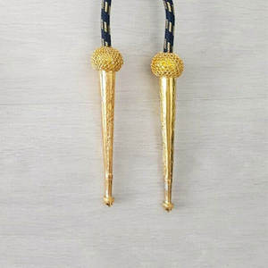 Aiguillette en cordon métallique tressé sur mesure avec extrémités en laiton pour uniformes, occasions formelles, luxe, 16 brins, bleu marine et or - Product Image 3