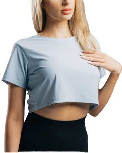 T-shirt court rose 100 % coton anti-boulochage respirant à manches courtes pour femme, personnalisable avec logo vierge, vente en gros - Product Image 3