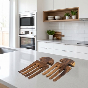 Utensilios para Ensalada de Madera de Suar de Grado Alimenticio, Color Marrón Claro, 18 Centímetros de Largo, 8 Centímetros de Ancho, Utensilio Único, Hermoso y Fino - Product Image 4
