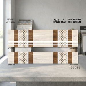 กระเบื้องปูพื้นเซรามิกแบบด้าน: 1200x300 มม., คุณภาพสูง ขอบบันไดกระเบื้องพอร์ซเลน: 200x1200 มม., เคลือบลายหินอ่อน - Product Image 6