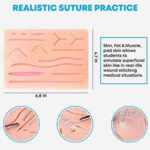 25 Pcs Complete Stainless Steel Suture <b>Practice</b> Kit Silicone <b>Pads</b> Medical Surgical Suturing Wound Closure by Blush Surgical - Product Image 2