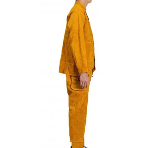 Cowhide Split Leather Welding Suit Industrial Safety Body Protection Flame Retardant <b>Construction</b> Firefighting Welders <b>Jacket</b> - Product Image 4
