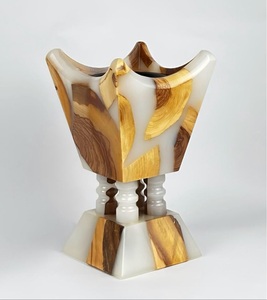Brûleur d'encens artisanal FAIZA CRAFT en bois d'acacia et résine de bois de santal - Aromathérapie écologique, durable toute l'année, livraison rapide - Product Image 1