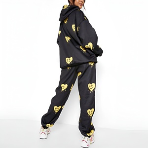 Vêtements d'extérieur imprimés, ensemble de survêtement confortable en coton doux pour femme, idéal pour l'hiver - Product Image 2
