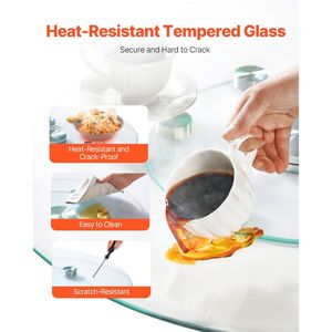 Piatto Girevole Lazy Susan in Vetro Temperato da 24 Pollici, Rotazione Silenziosa a 360 Gradi con 6 Ruote per Centrotavola - Product Image 4