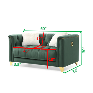 Ussell velluto verde tappezzeria con ciuffo elegante divano salotto - Product Image 4