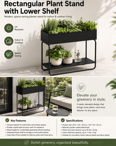 Powder Coated Steel <b>Planter</b> Rectangular Plant Stand with Lower Shelf Modern Metal <b>Planter</b> <b>Box</b> for Decor Indoor Outdoor ODGGAB014 - Product Image 5