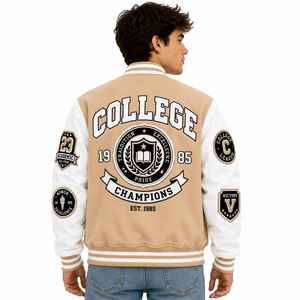 Vintage Varsity <b>Jacket</b> Custom Men's Letterman Varsity <b>Jacket</b> Wool Body Winter Wear <b>Smart</b> Stylish OEM - Product Image 6