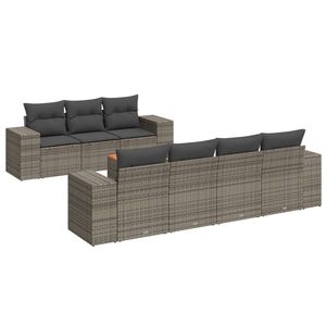 Set Divano da Giardino in Rattan Grigio con Cuscini, 6 Posti, Arredamento da Esterno dal Design Contemporaneo - Product Image 2