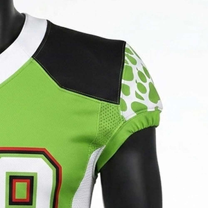 Women's American Football Jersey Green Black <b>Mesh</b> Printed V-Neck <b>Short</b> Sleeve Breathable Team Numbers Loose Fit 100% Polyester - Product Image 4