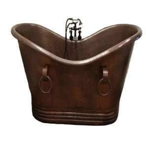 100% Pure Copper <b>Bath</b> Tub Free Standing Skirted Base Double Slipper Antique Handmade Modern Design Bathroom Copper Shined Cheap - Product Image 3