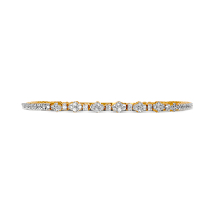 Yellow Gold Lab Grown Diamond Round Brilliant Cut Classic Floral 14K Women's <b>Bangle</b> <b>Bracelet</b> - Product Image 1
