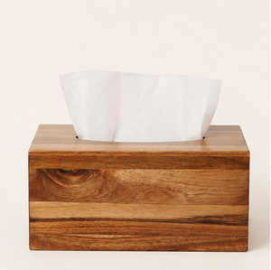 Boîte à mouchoirs rectangulaire en bois d'acacia de qualité supérieure, faite à la main, en bois massif, pour la maison, l'hôtel et le bureau, écologique - Product Image 1