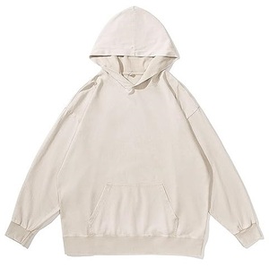 เสื้อฮู้ดดี้ผู้ชายสไตล์ใหม่ ผ้าฟลีซคอตตอน ทรงโอเวอร์ไซส์ ล้างสีแบบแอซิดวอช ไหล่ตก ทรงหนา สไตล์วินเทจ สตรีทแวร์ รับสกรีนโลโก้ - Product Image 5
