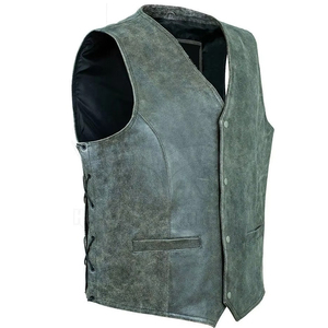 Chaleco de cuero impermeable de invierno Oem con cuello en V, chaleco de cuero de vaca de alta calidad para venta en línea. - Product Image 3