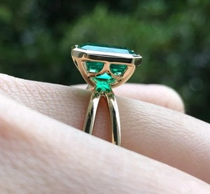 <b>Green</b> Emerald Cut Diamond Bezel Set Birthstone Solid Gold Everyday Elegance Jewelry Gift <b>Ring</b> for Women Bridal Anniversary - Product Image 4