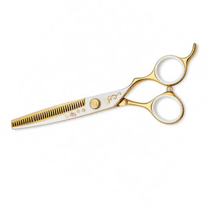 Tijeras de entresacar Gold Paw Print de acero inoxidable con punta roma, para diestros, mango largo, para cortar el pelo - Product Image 6