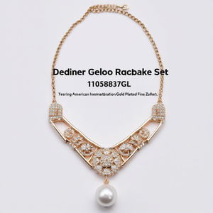 Conjunto de Collar Geométrico de Diseño 11058837GL con Imitación de Diamante Americano, Perla, Chapado en Oro, Joyería Fina, Zirconia y Perla - Product Image 2