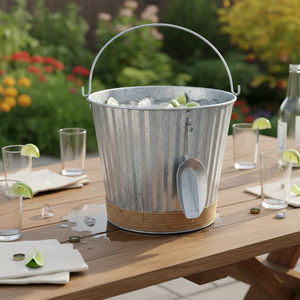 Cubo de Hielo de Metal Galvanizado con Cuchara, para Interiores y Exteriores, Regalos para Fiestas - Product Image 4