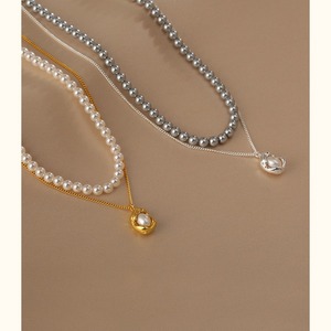 Collar de Perlas Redondas de Doble Capa, Estilo Simple y Moderno para Mujer, Cadena de Clavícula de Alta Gama, Elegante Cadena de Cuello en Capas - Product Image 1