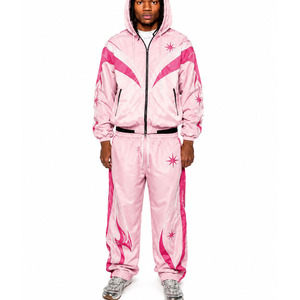 Factory Custom <b>Stitching</b> Zipper Windbreaker Jacket and Baggy Nylon Pants Set Jogging Suit Windbreaker Nylon Design <b>Tracksuit</b> Set - Product Image 1