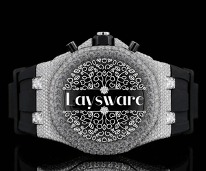 Montre de luxe en moissanite avec bracelet en caoutchouc et bijoux professionnels disponibles à la vente en gros - Product Image 1