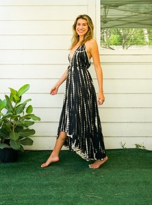 Vestido Maxi Informal Tie Dye de Moda Urbana, Diseño Simple, Tejido de Rayón y Algodón Ecológico, Estilo Moderno, Manga Larga - Product Image 2
